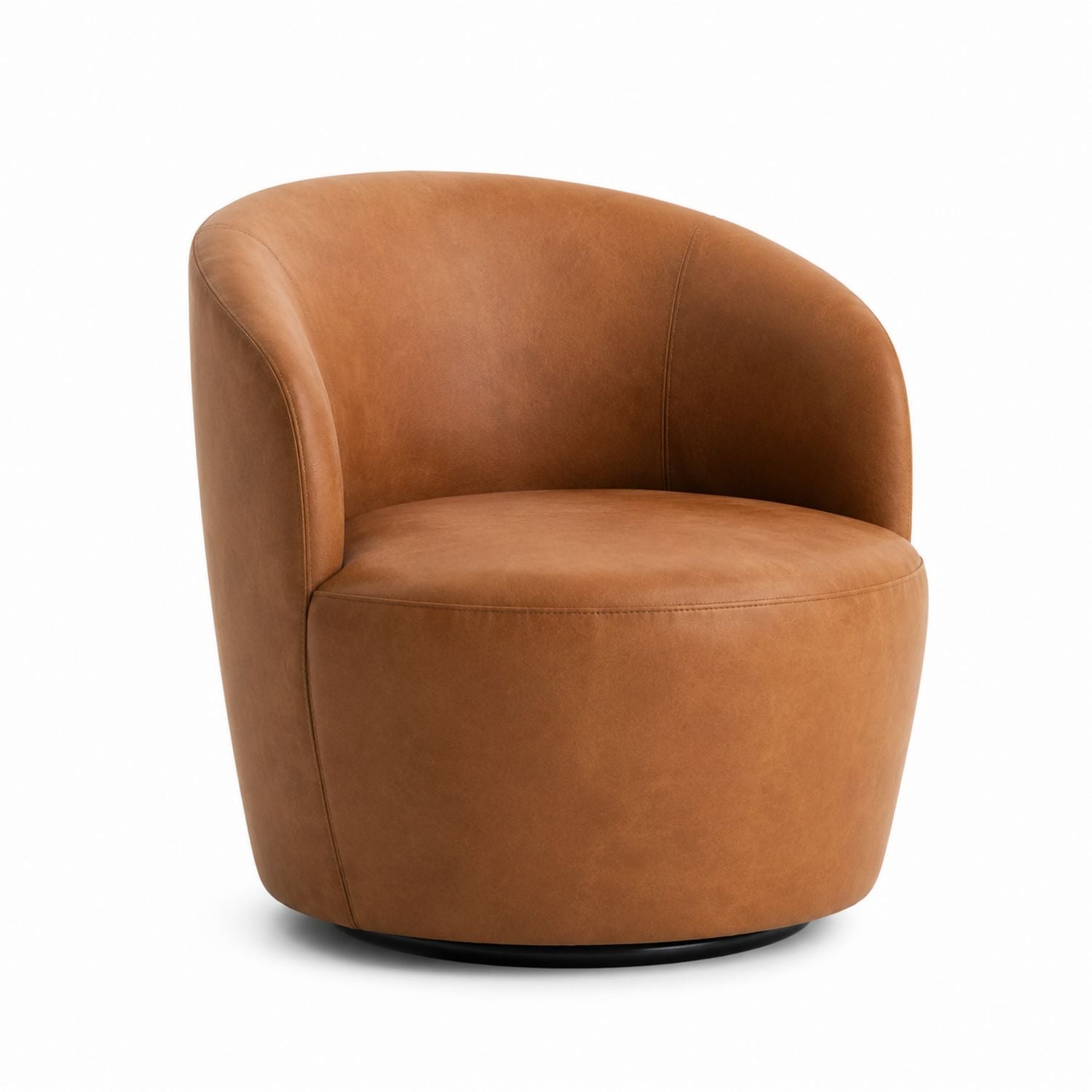 Leather Swivel Lounge Chair Brown 85cm x 75cm