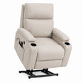 Beige Polyester Fabric Electric Recliner Chair with Cup Holders