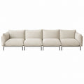 Modular 4-Seat Polyester Sofa Beige Steel Frame 340cm