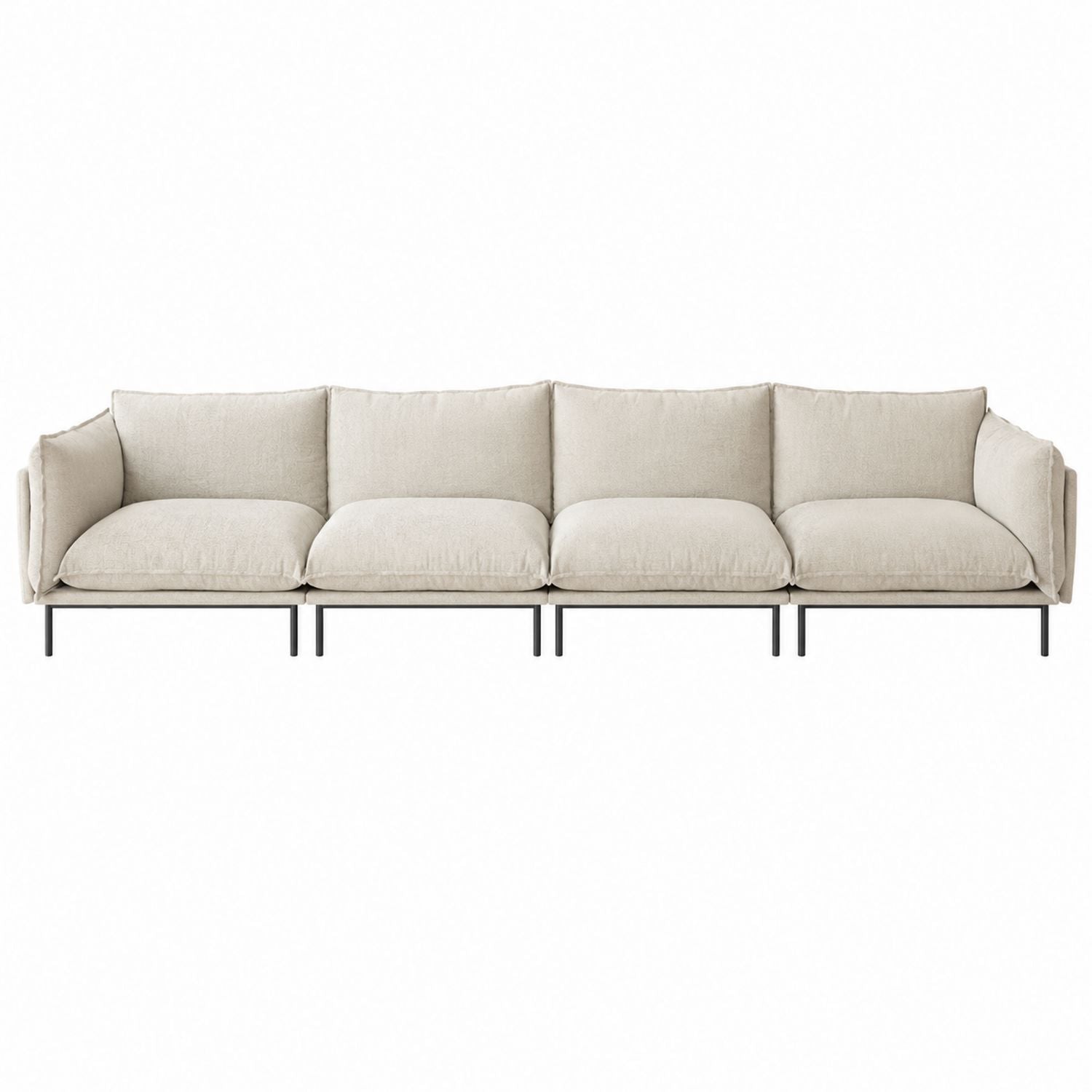 Modular 4-Seat Polyester Sofa Beige Steel Frame 340cm