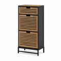 3-Tier Shoe Storage Cabinet MDF Wood Panels with Black Steel Frame