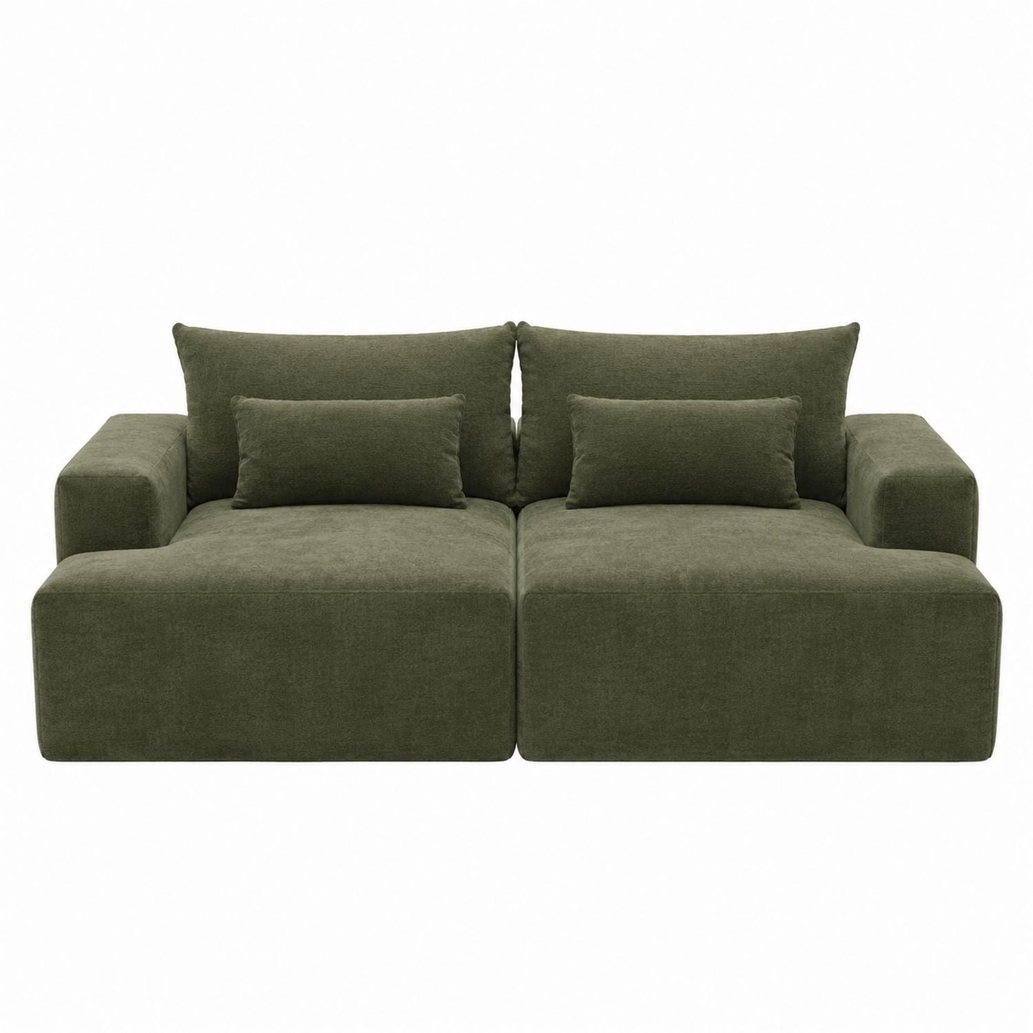 Two-Seater Sofa Polyester Olive Green 220cm
