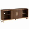 Walnut Veneer TV Stand with Gold Metal Legs 180cm