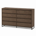 Wooden Dresser with 8 Drawers Walnut Finish Metal Legs