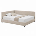 Beige Upholstered Corner Bed Frame King Size 220cm x 180cm