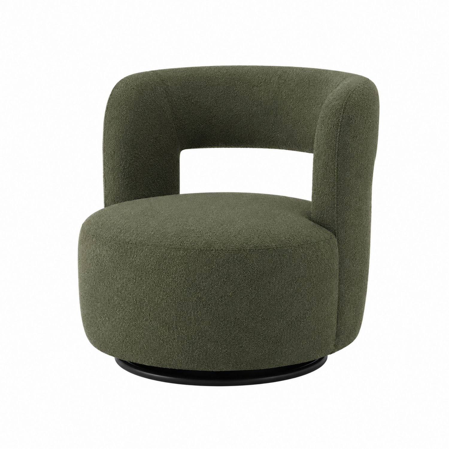 Olive Green Polyester Swivel Accent Chair