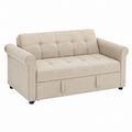 Beige Linen Fabric Sleeper Sofa with Rolled Arms 180x90x85 cm