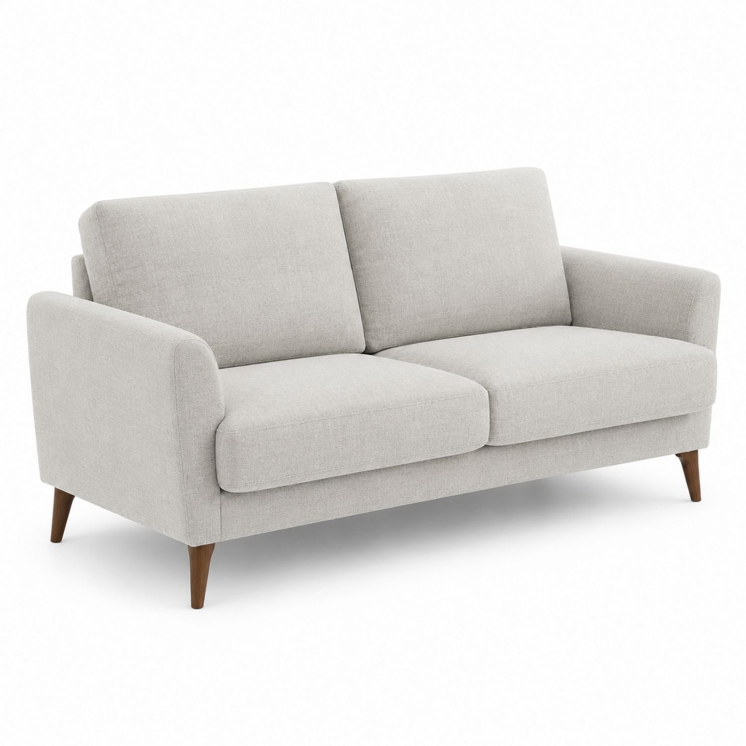 3-Seater Fabric Sofa Light Gray with Wooden Legs