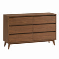Wood 6-Drawer Dresser with Walnut Veneer 120cm x 45cm x 75cm