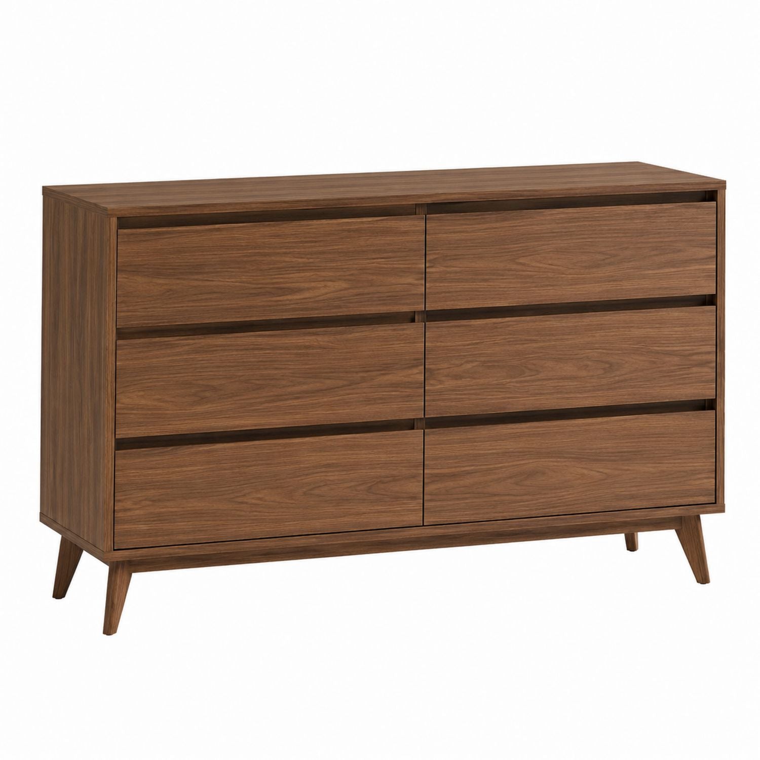 Wood 6-Drawer Dresser with Walnut Veneer 120cm x 45cm x 75cm