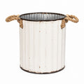 Metal Decorative Storage Bin with Rope Handles White 30x30cm