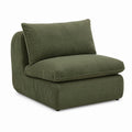 Corduroy Armless Lounge Chair Olive Green Upholstered 85cm H x 95cm W x 90cm D