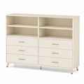 Ivory MDF Double Dresser with Metal Handles, 6-Drawer, 120x40x90 cm