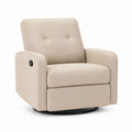 Beige Fabric Swivel Recliner Chair with Button Tufted Back