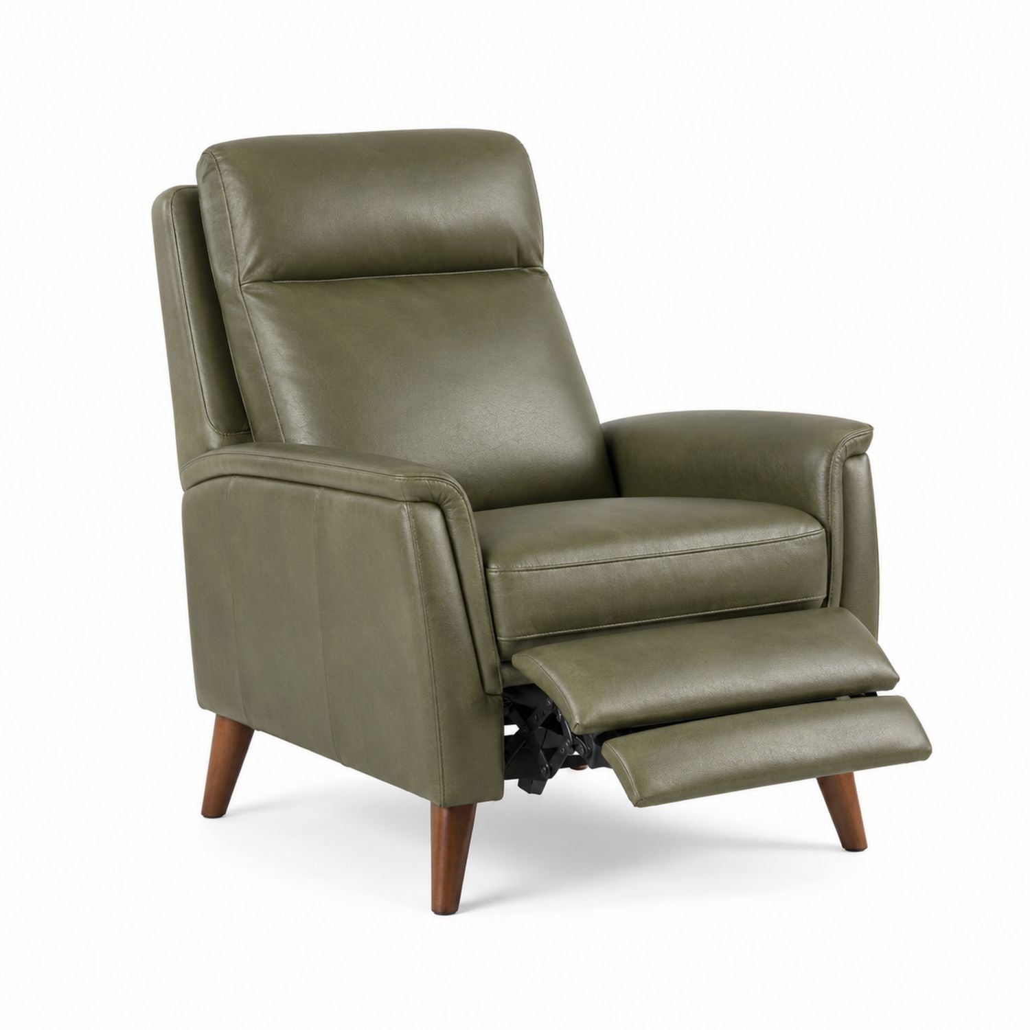 Recliner Chair PU Leather Green with Wood Legs 33.5in x 29.5in x 39.4in