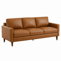 PU Leather Three-Seater Sofa Brown