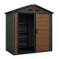 Outdoor Storage Shed with Resin and Steel Frame 195x131x198cm Brown/Black