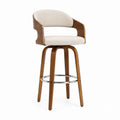 Swivel Bar Stool Solid Wood Frame Polyester Fabric Seat 110 cm Height