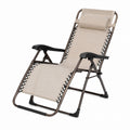 Folding Outdoor Reclining Chair Steel Frame Textilene Fabric Beige