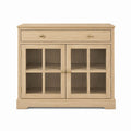 Oak Sideboard with Tempered Glass Doors and Drawer 80x40x85cm