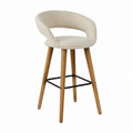 Fabric Upholstered Bar Stool with Oak Legs Beige 95cm