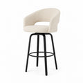 Swivel Bar Stool Beige Upholstery Metal Frame 105cm Height