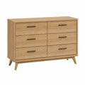 6-Drawer Oak Veneer Dresser with Metal Handles