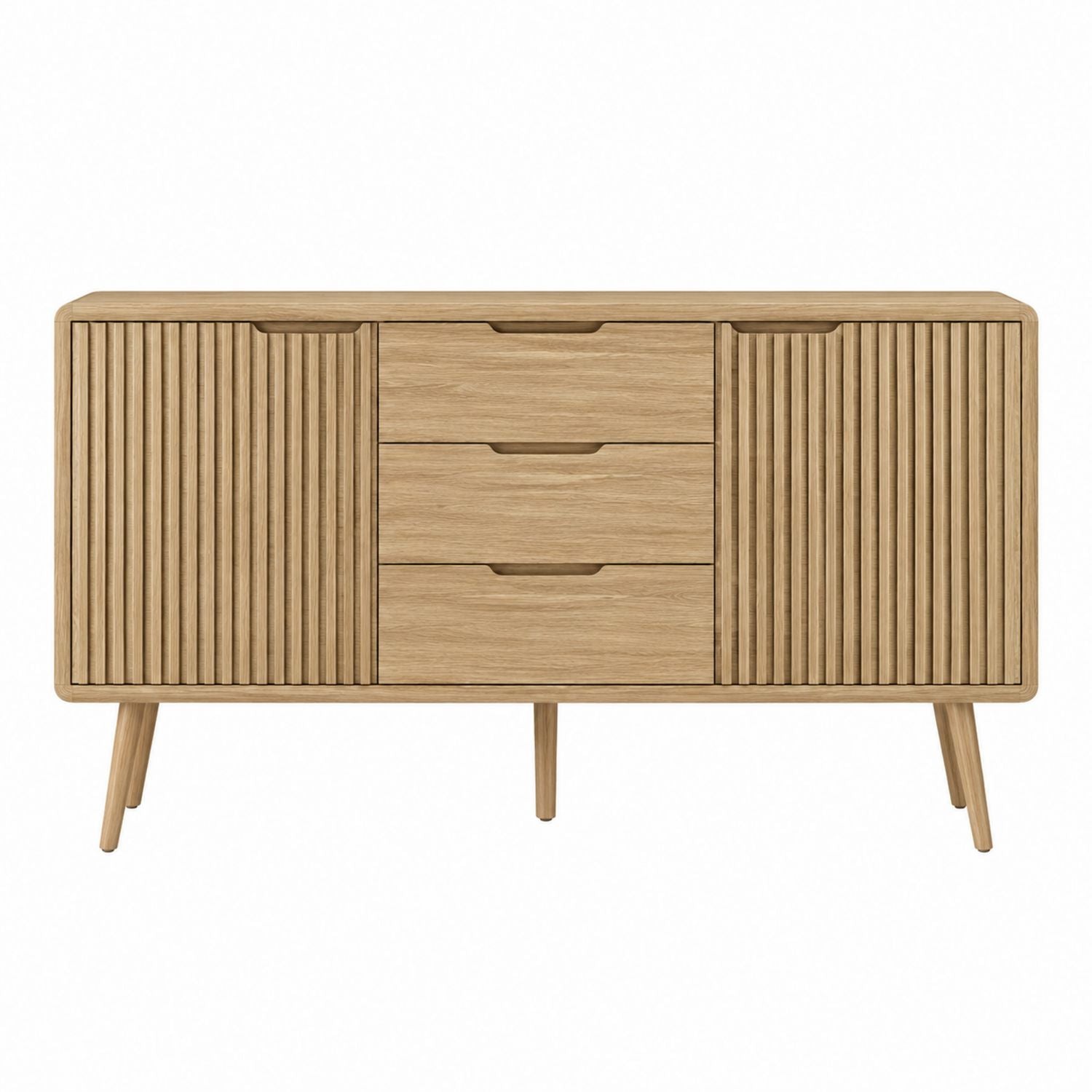 Oak Wood Sideboard with 3 Drawers and 2 Doors