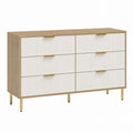 Wood Dresser with Six Drawers Beige and White 120x40x80 cm