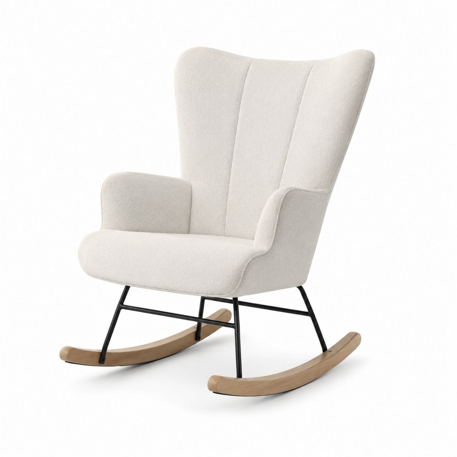 Rocking Chair with Polyester Fabric Upholstery and Steel Wood Frame