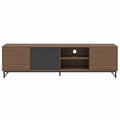 Wood TV Stand with Sliding Doors and Metal Legs 180cm