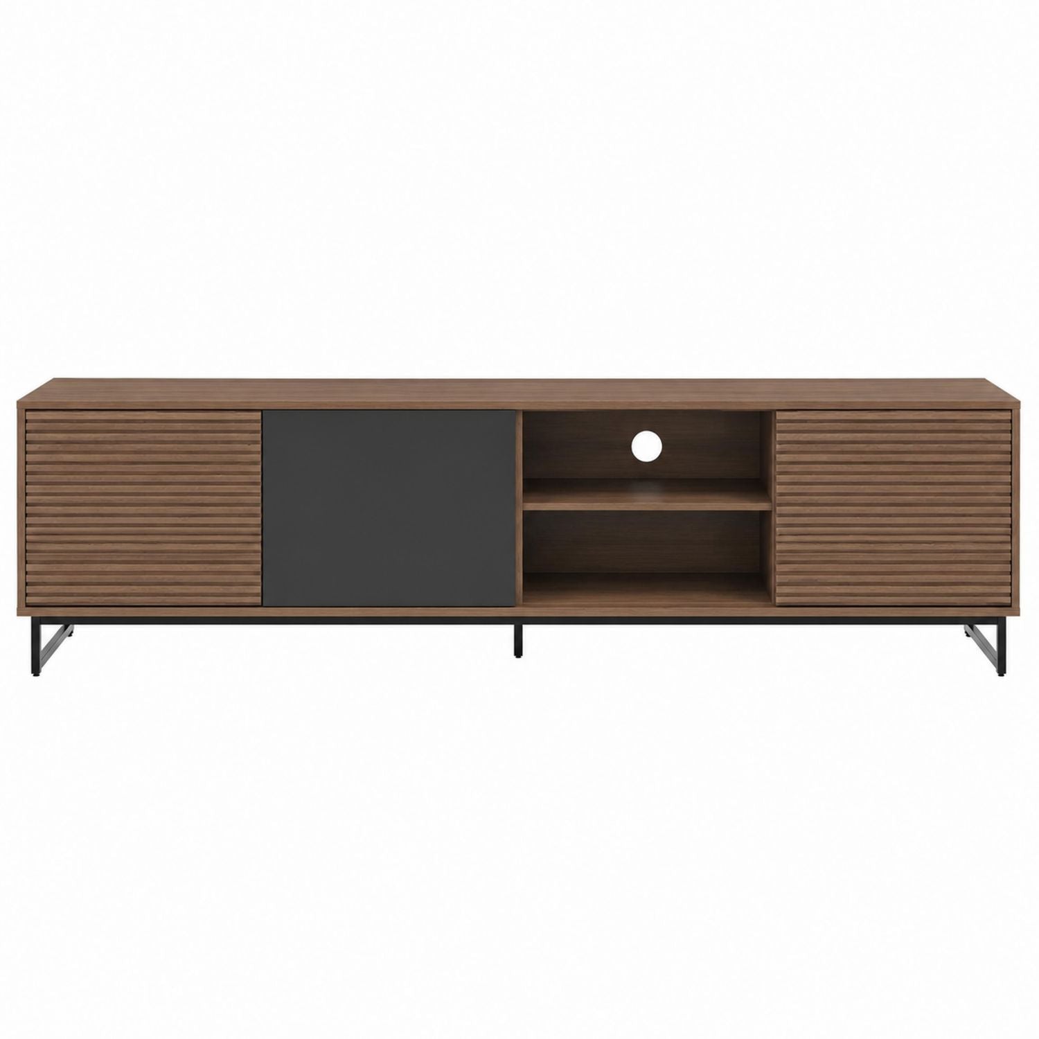 Wood TV Stand with Sliding Doors and Metal Legs 180cm