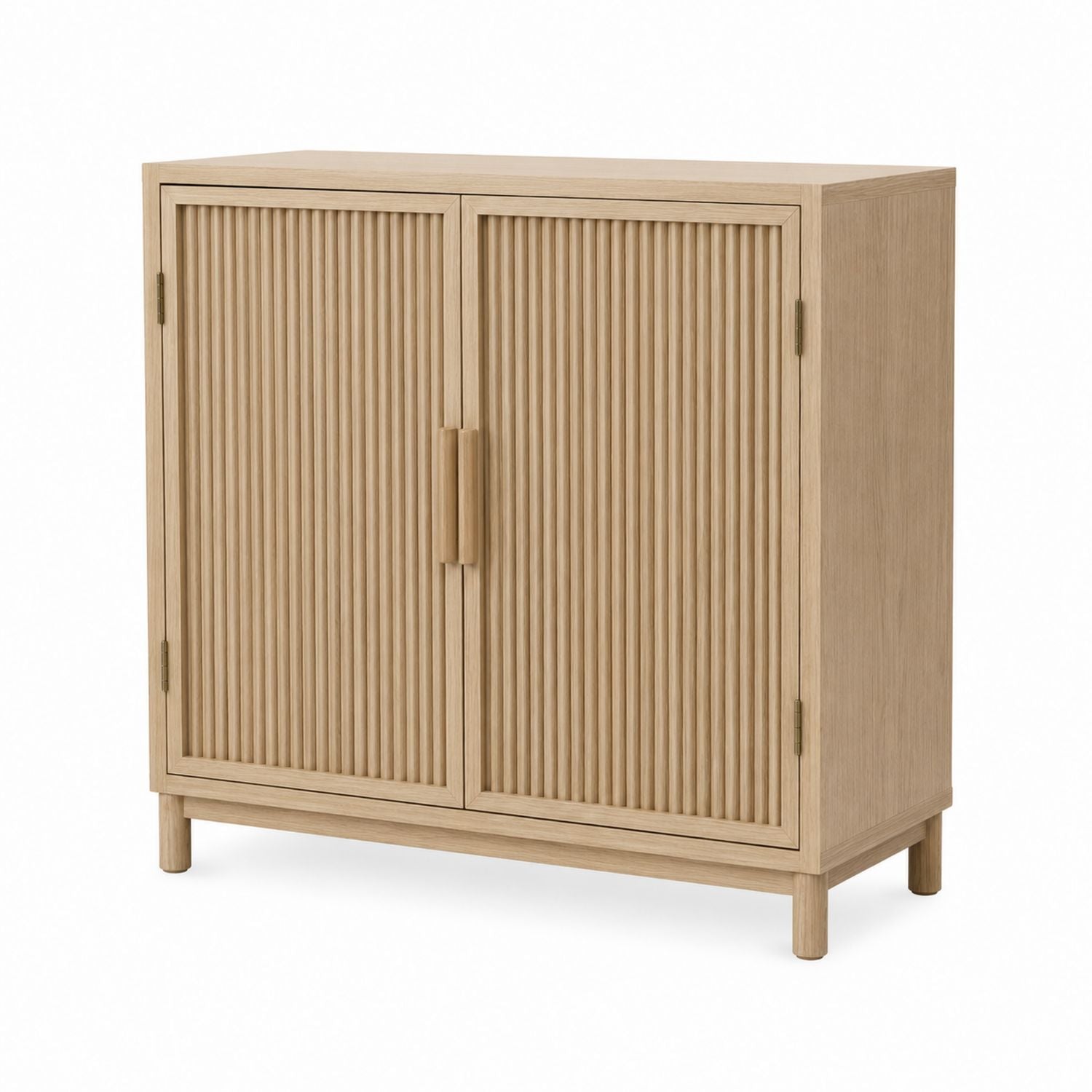 Wooden Cabinet with Double Groove Doors, Oak, 90x80x40 cm