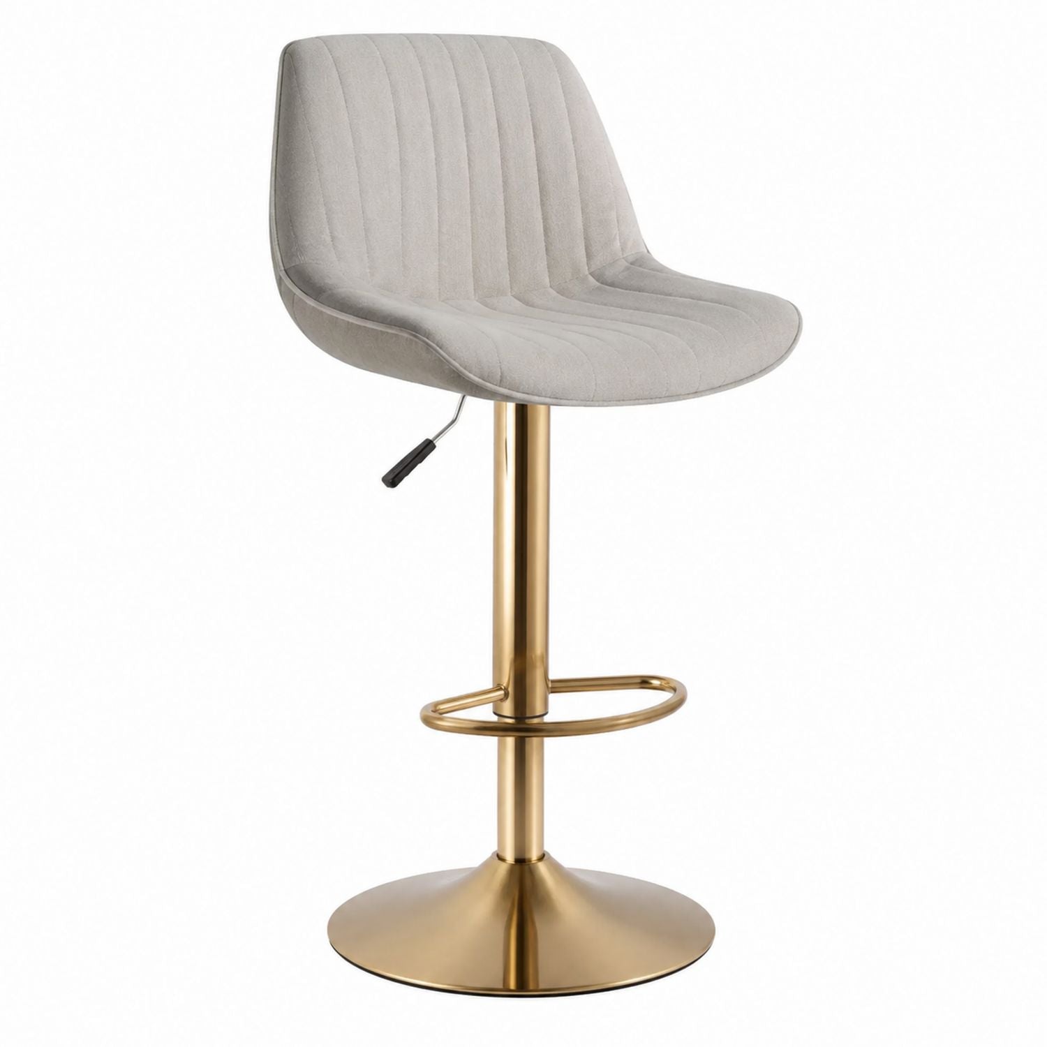 Adjustable Swivel Bar Stool Velvet Upholstery Gold Base