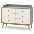 Wooden Dresser with Six Drawers MDF Pine Green White 120cm