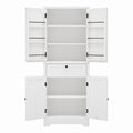 White Wooden Kitchen Storage Cabinet with Shelves and Drawer 180x90x40 cm