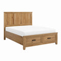 Wood Queen Bed with Storage Drawers Natural Finish 200cm x 160cm x 120cm