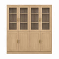 Oak Wood and Ribbed Glass Display Cabinet 180cm x 40cm x 200cm