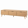 Wooden TV Stand with Three Drawers Oak Finish