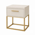 Nightstand with Single Drawer MDF and Metal Beige 23.6x23.6x15.7 inches