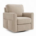 Swivel Fabric Armchair with Storage Pockets Beige 80cm x 75cm x 85cm