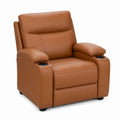 Recliner Chair Faux Leather Tan with Cup Holders 102x90x100cm