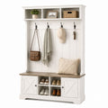 Wood Entryway Hall Tree with Storage Bench and Hooks 72in