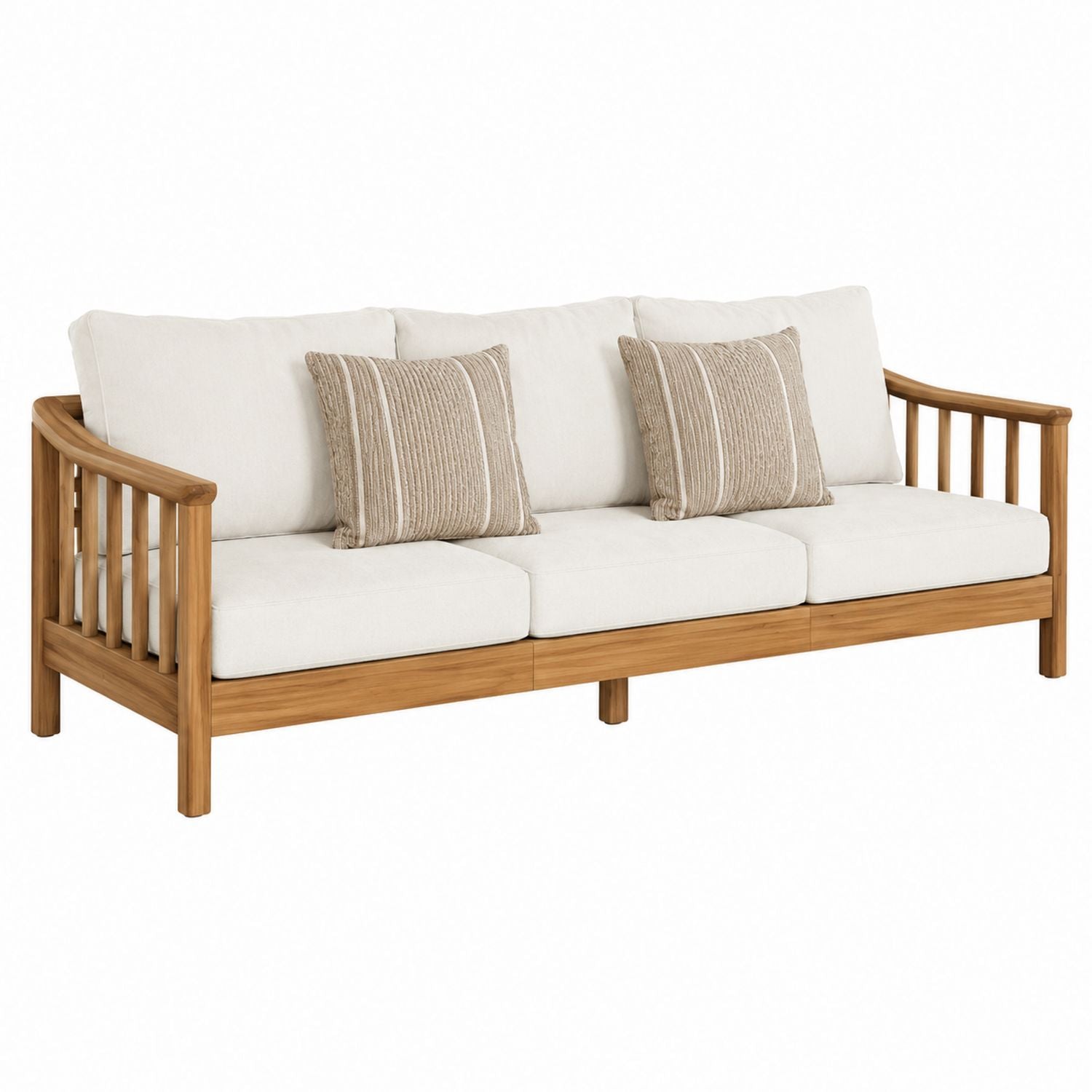 Teak Outdoor Sofa with Polyester Cushions 220cm