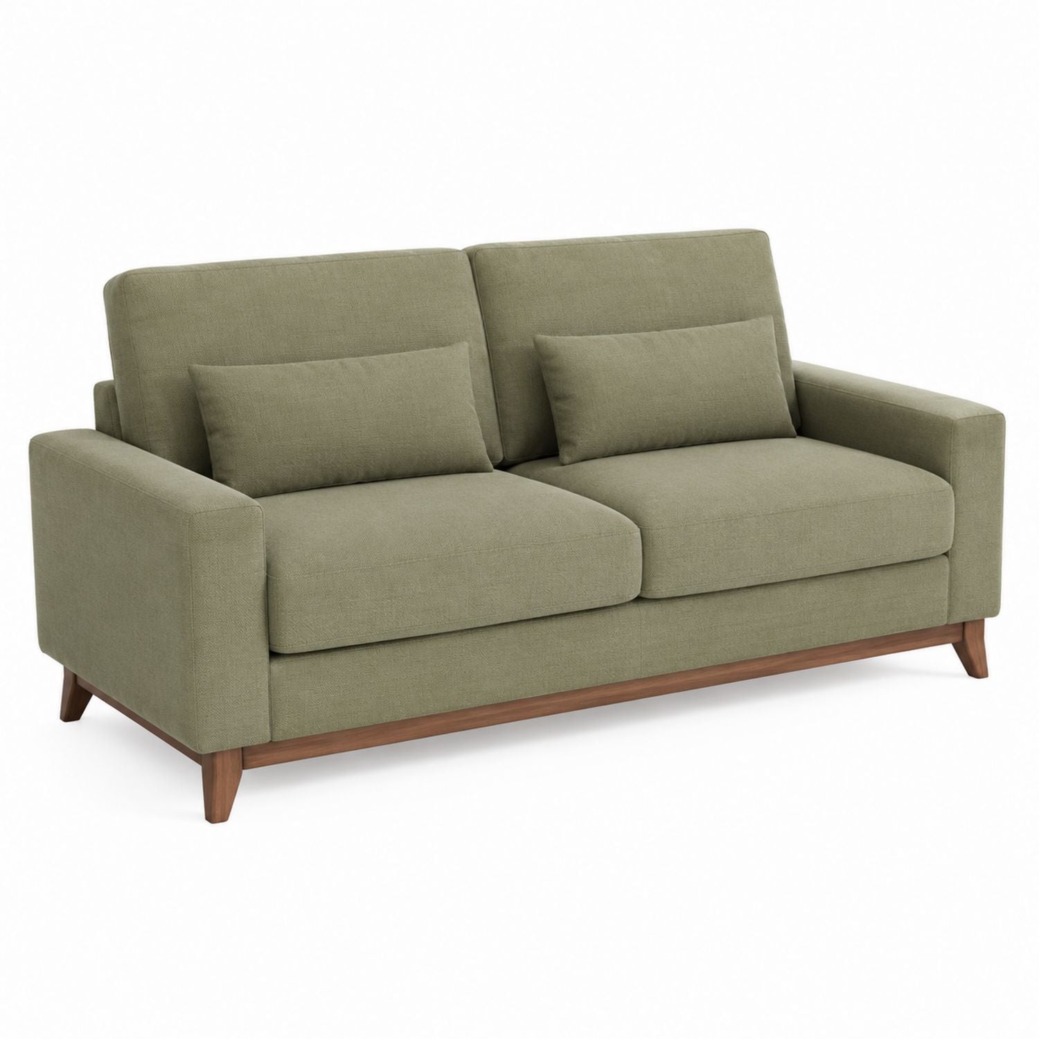 Olive Green Fabric Sofa with Wood Frame 185cm
