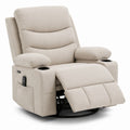 Fabric Recliner Chair with Swivel, Cup Holders, and Pocket - 40 x 37 x 39 inches - Beige