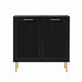 Black Wood Storage Cabinet with Gold Steel Legs