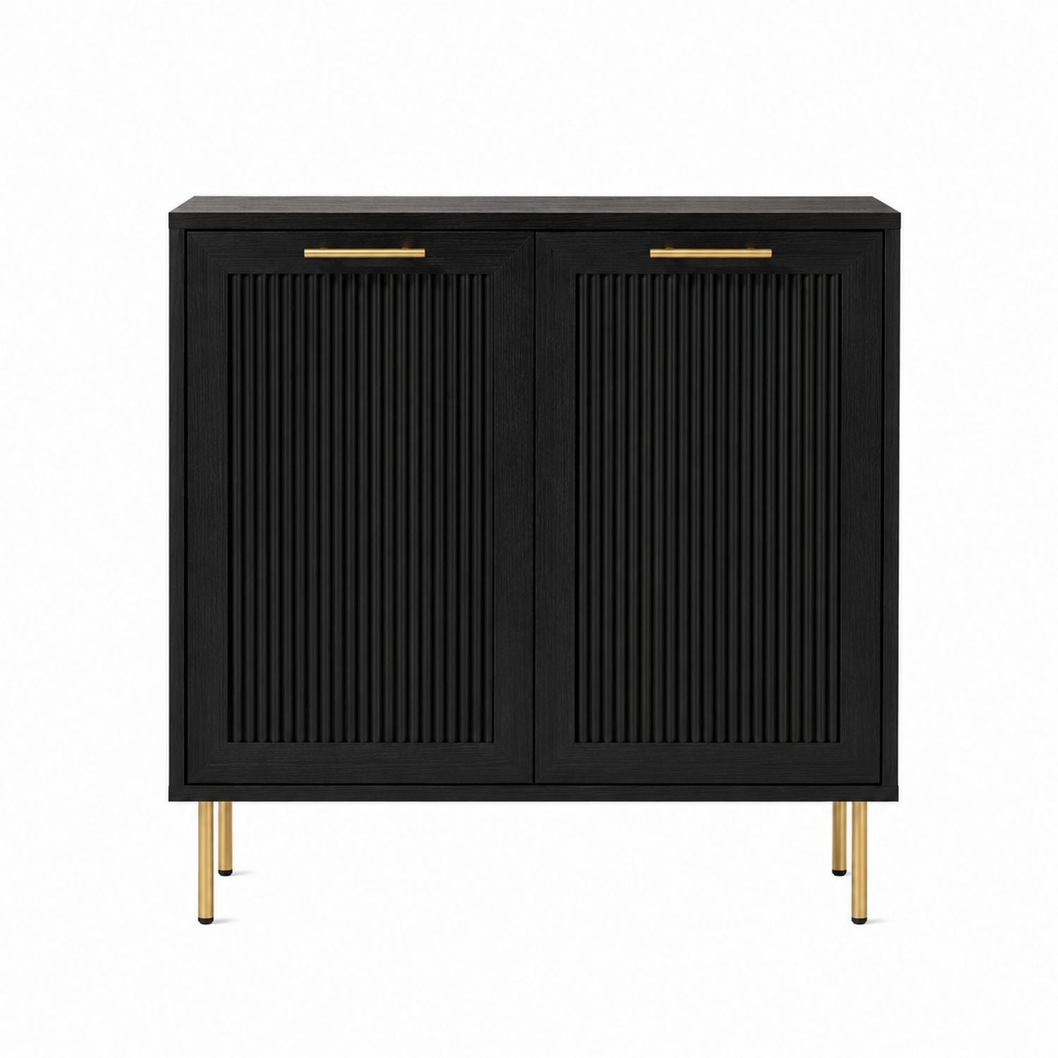Black Wood Storage Cabinet with Gold Steel Legs