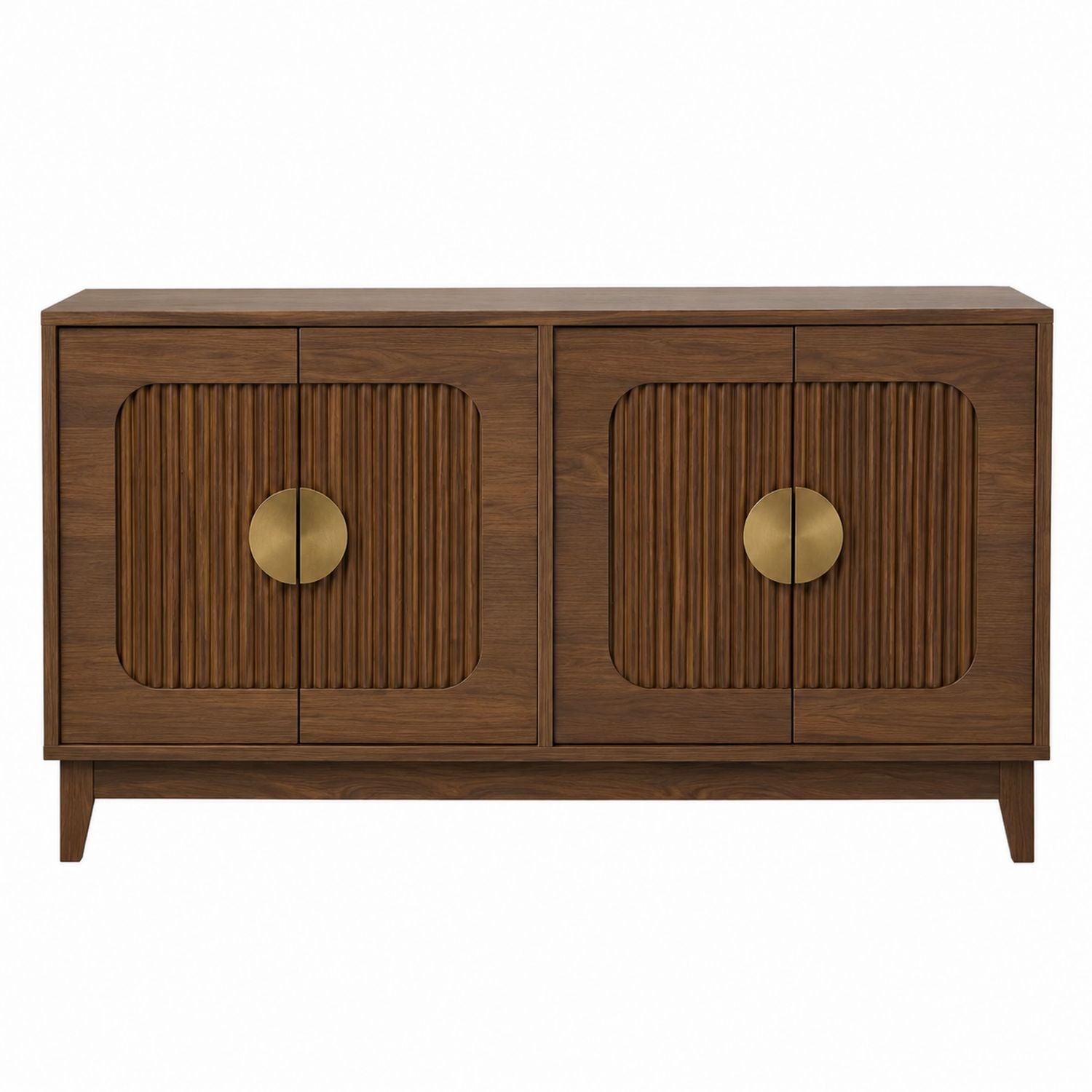 Wood Sideboard Buffet with Brass Handles Brown 150cm x 40cm x 80cm